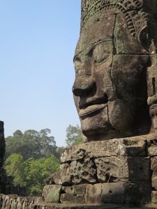One of the stone faces at Bayon