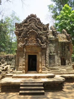 Some of the ornate stone work on display at Ta Phrom Temple