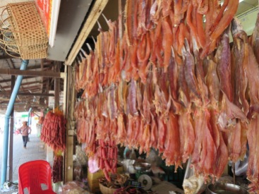 The cured meats stall at the Old Market