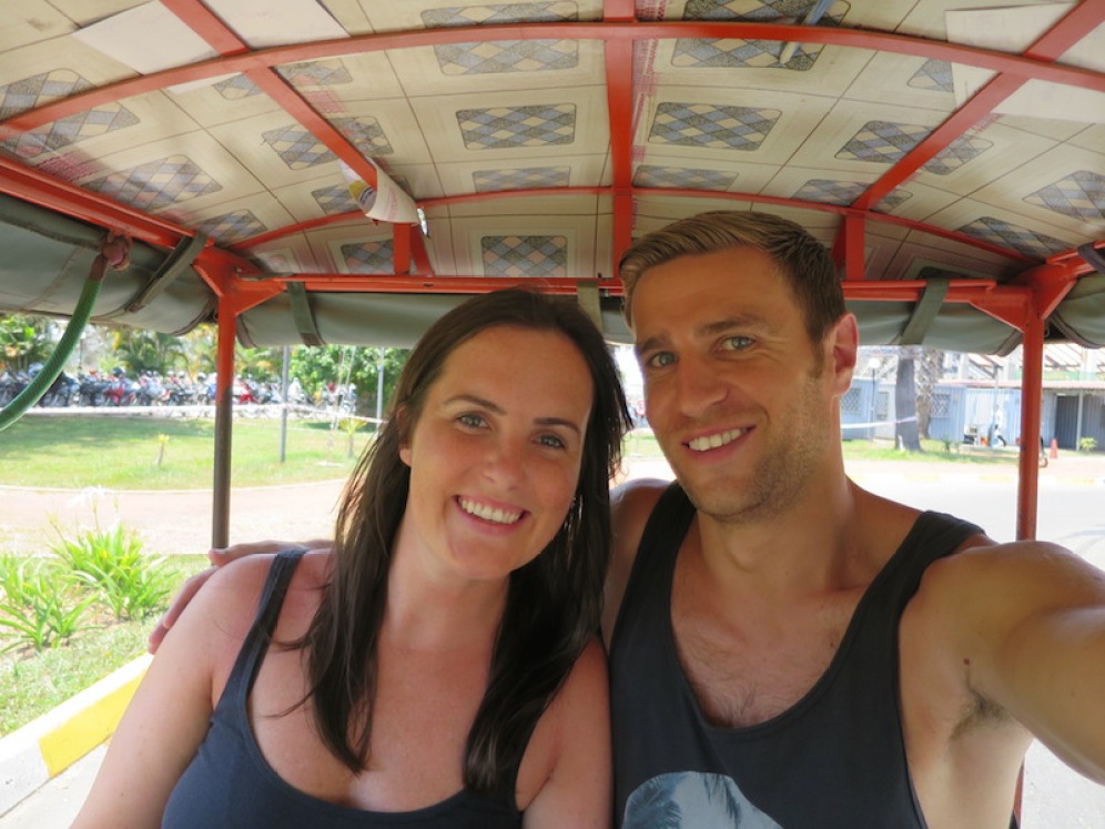Rich and Sonia in the tuk tuk from the airport