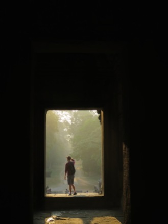 Rich in a doorway at Angkor Wat